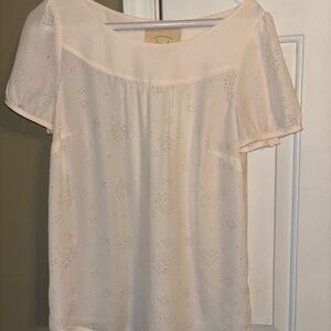 Anthropologie VanessaVirgina Cream Relaxed Flutter Sleeve Blouse
